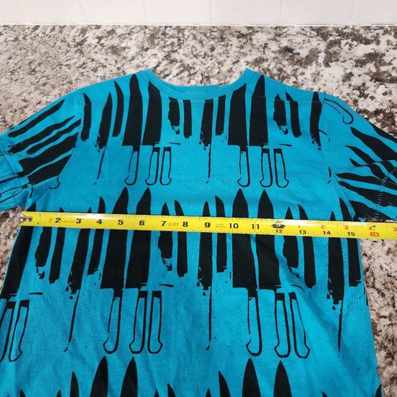 Andy Warhol Tee Knife Graphic Turquoise Cotton Youth Large - Picture 3 of 8